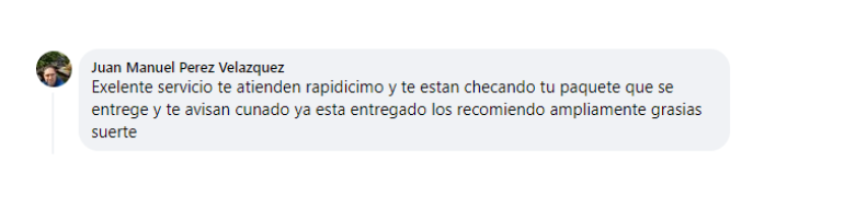 Reseña de cliente en Facebook sobre Loguip